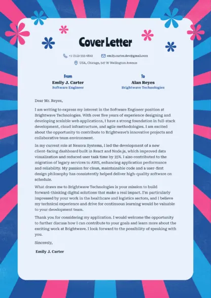 Choose Apex cover letter template