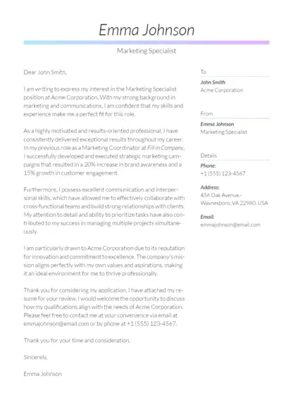 Choose Light cover letter template