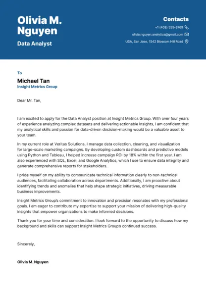 Choose Poster cover letter template
