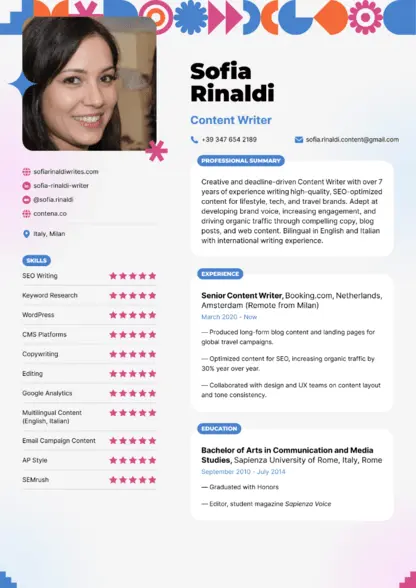 Choose Joy CV template