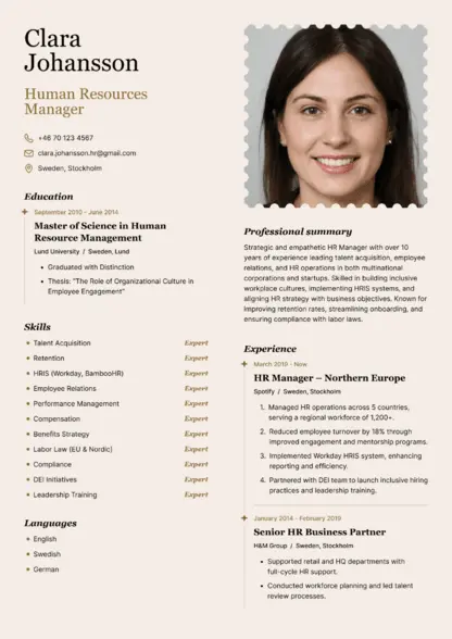 Choose Stamp CV template