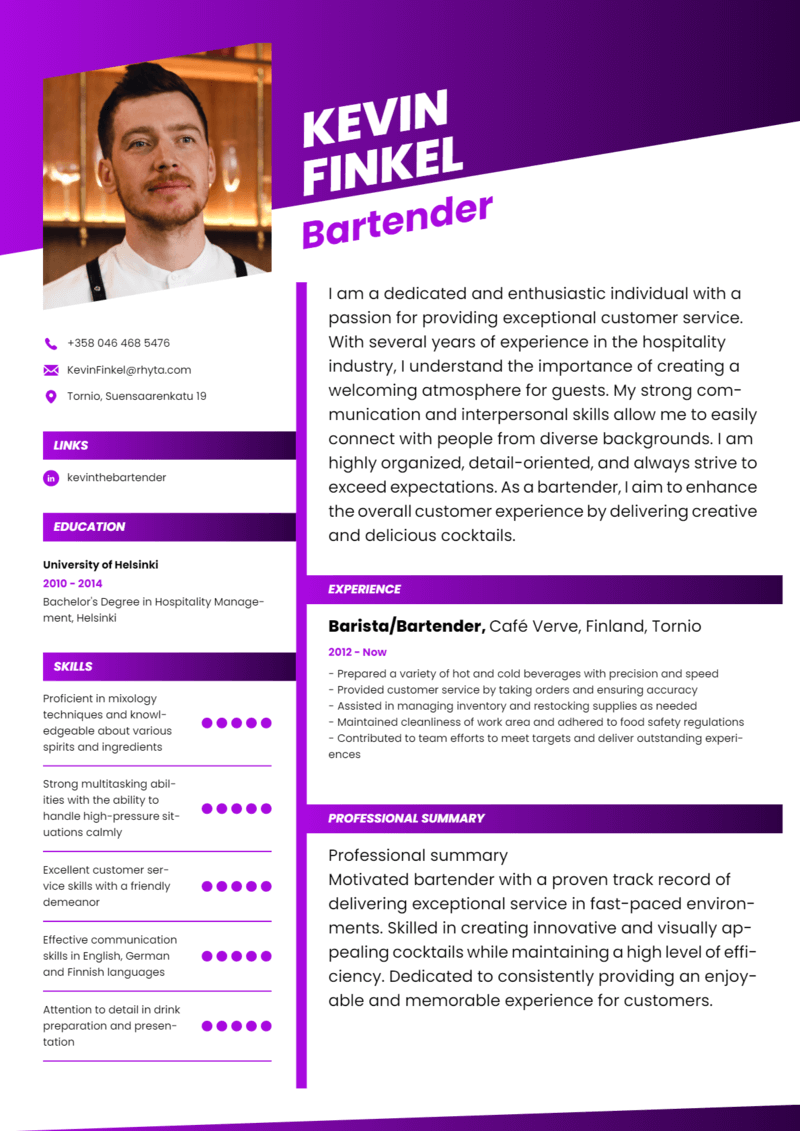 Bartender Resume Examples to Get Hired in 2023