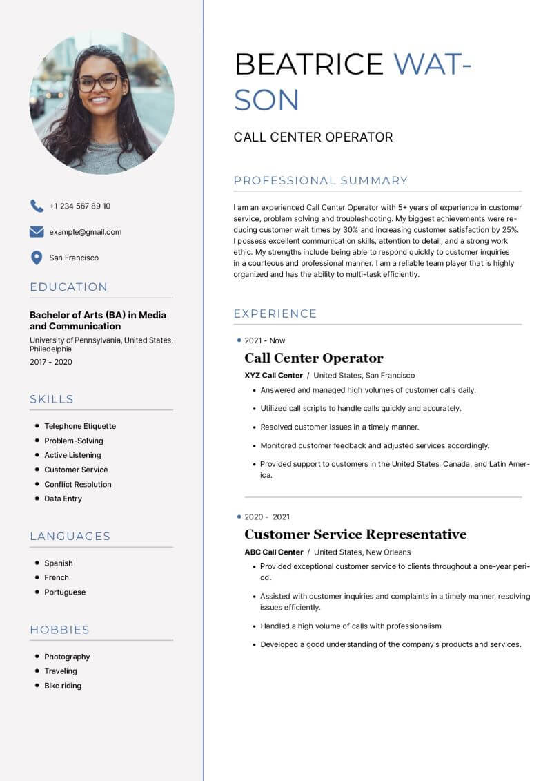 Call Center Resume Guide with - Call%20Center