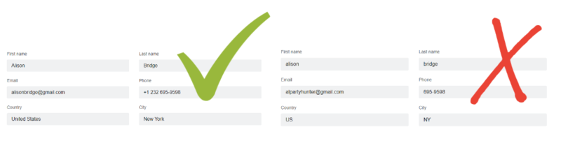 How to write contact information