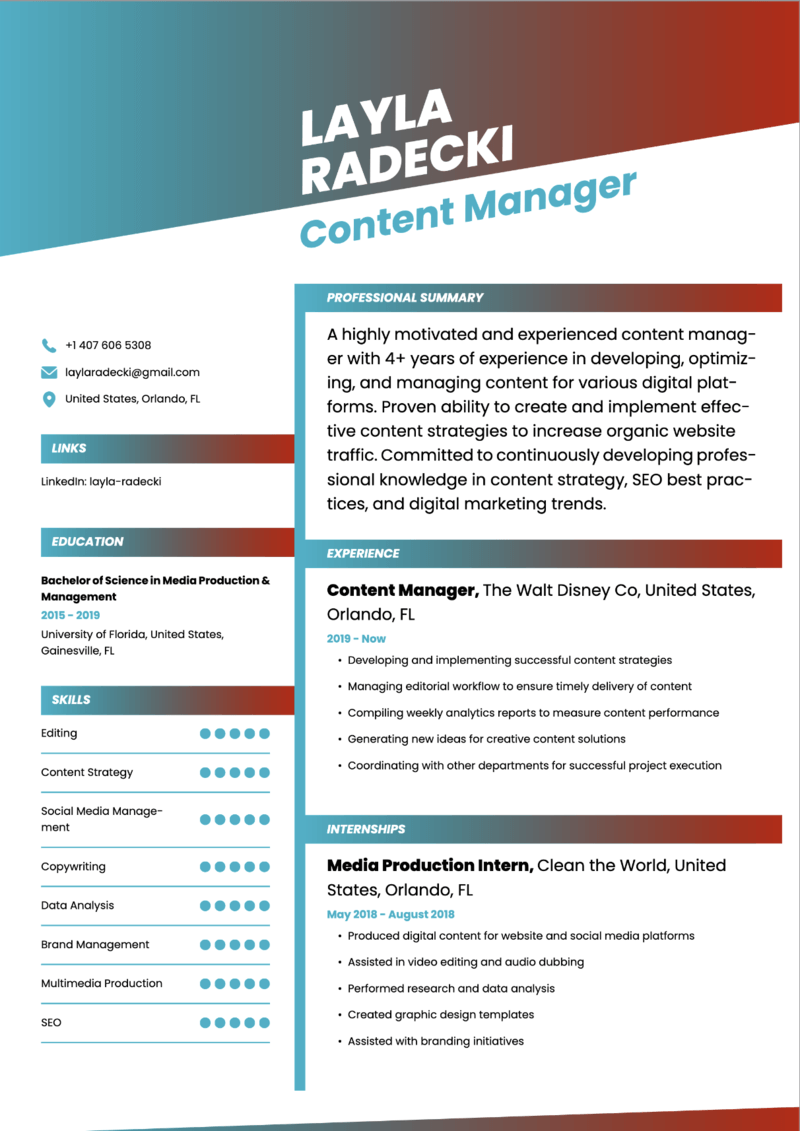 Content Manager Resume: Examples & Writing Tips