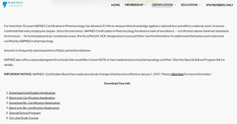 LPN pharmacology certification