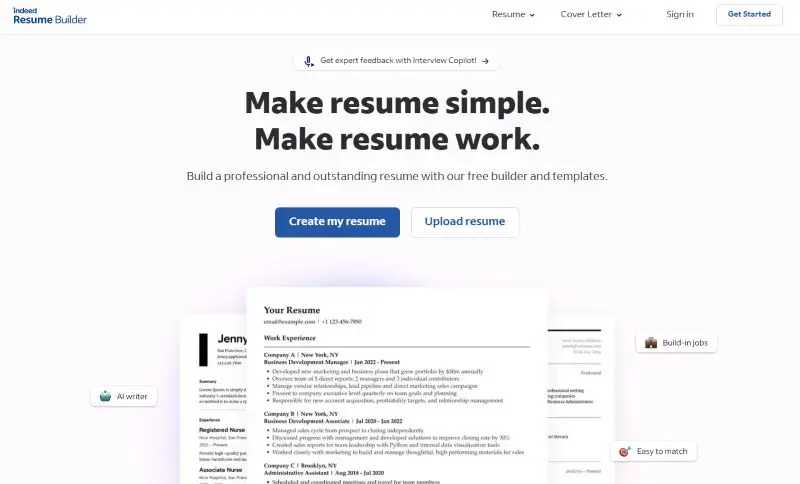 Simple resume generator - Resume.com