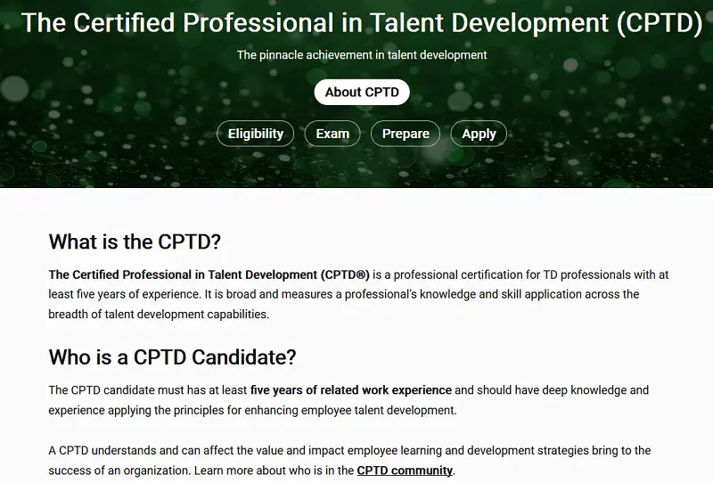 Certified Professional in Talent Development