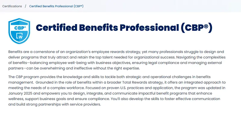 Certified Benefits Professional