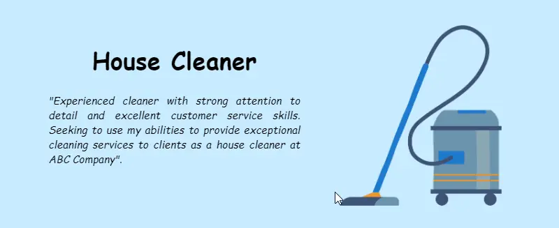 House Cleaner Resume Objective Example
