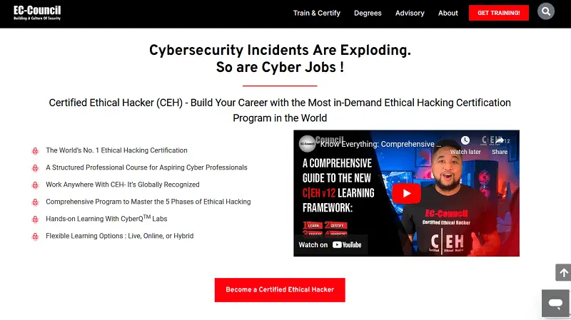 Certified Ethical Hacker (CEH) - v11 website