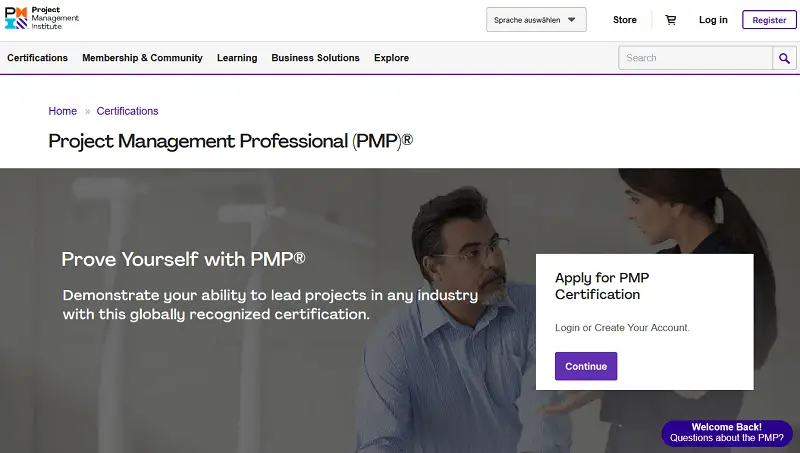 Certified Project Management Professional (PMP) website