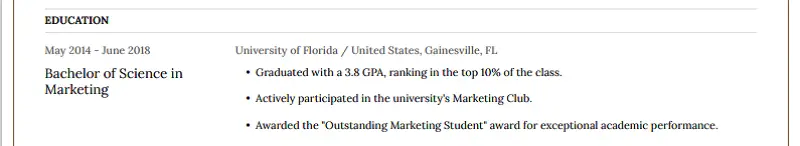 Including achievements in education section in a resume