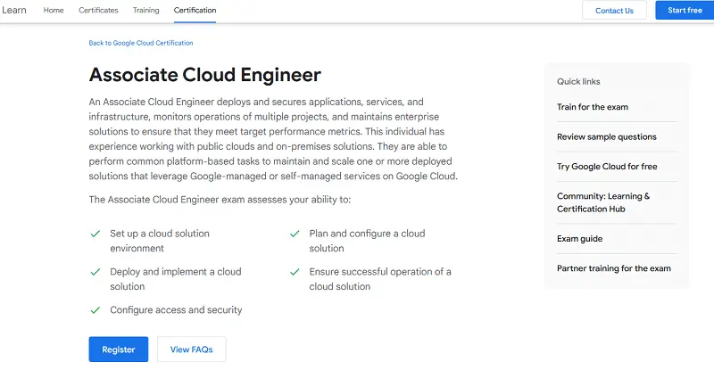 Google Associate Cloud Engineer - exam info