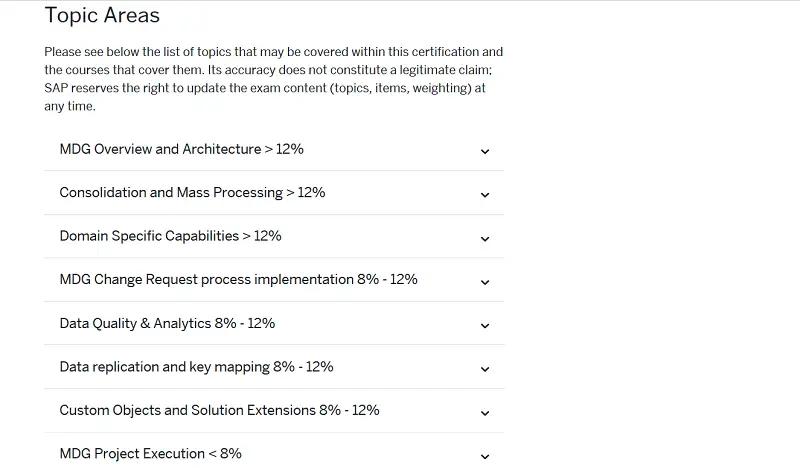 Master Data Governance Professional (MDGP) topic areas