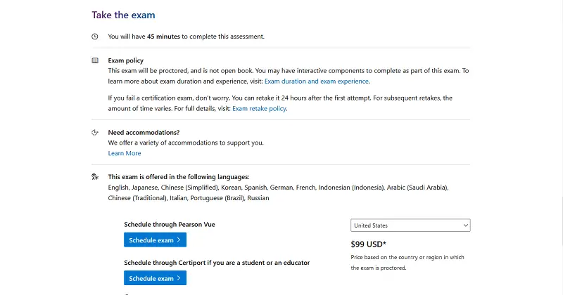 Microsoft Certified Azure Fundamentals exam details