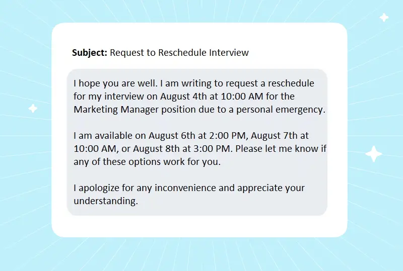 Rescheduling the interview