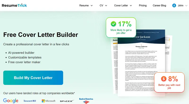 Free AI cover letter builder