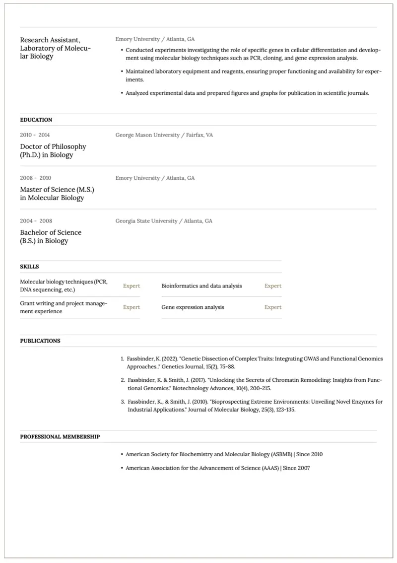 Professor resume in two pages 2