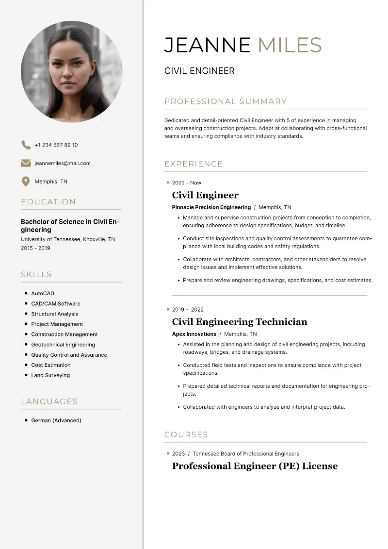 Civil Engineer Resume Examples & Templates for 2024