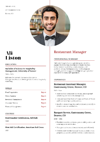 Restaurant Manager Resume Restaurant Manager Resume