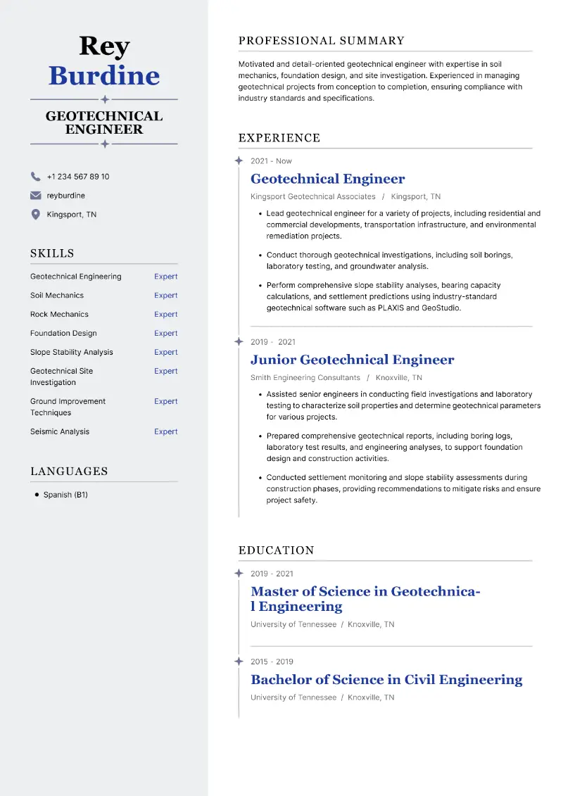 Geotechnical Engineer Resume