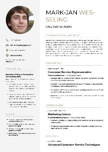 Call Center Agent Resume Call Center Agent Resume