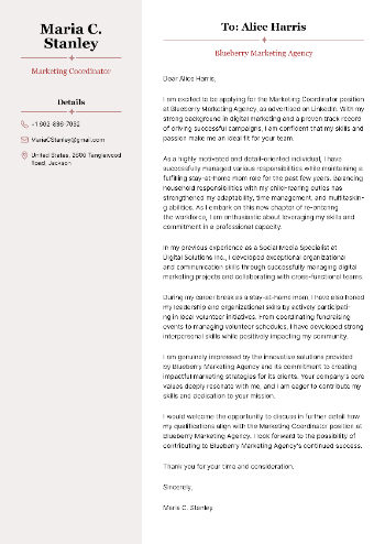 Marketing Coordinator Cover Letter Marketing Coordinator Cover Letter
