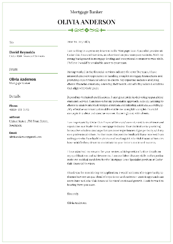 Mortgage Banker Cover Letter Mortgage Banker Cover Letter