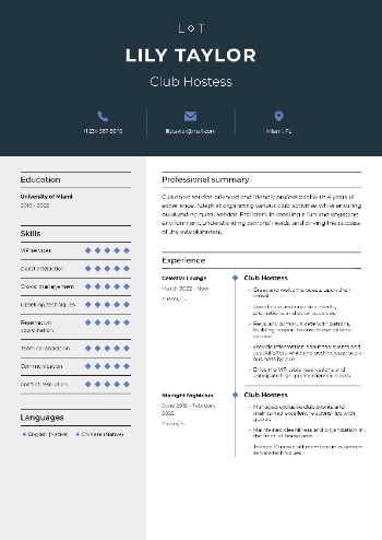 Club Hostess Resume Club Hostess Resume