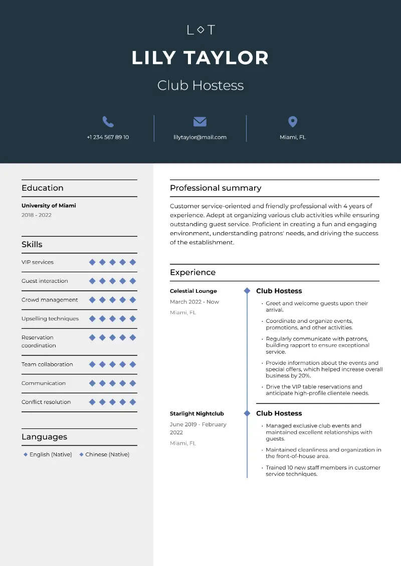 Club Hostess Resume Club Hostess Resume