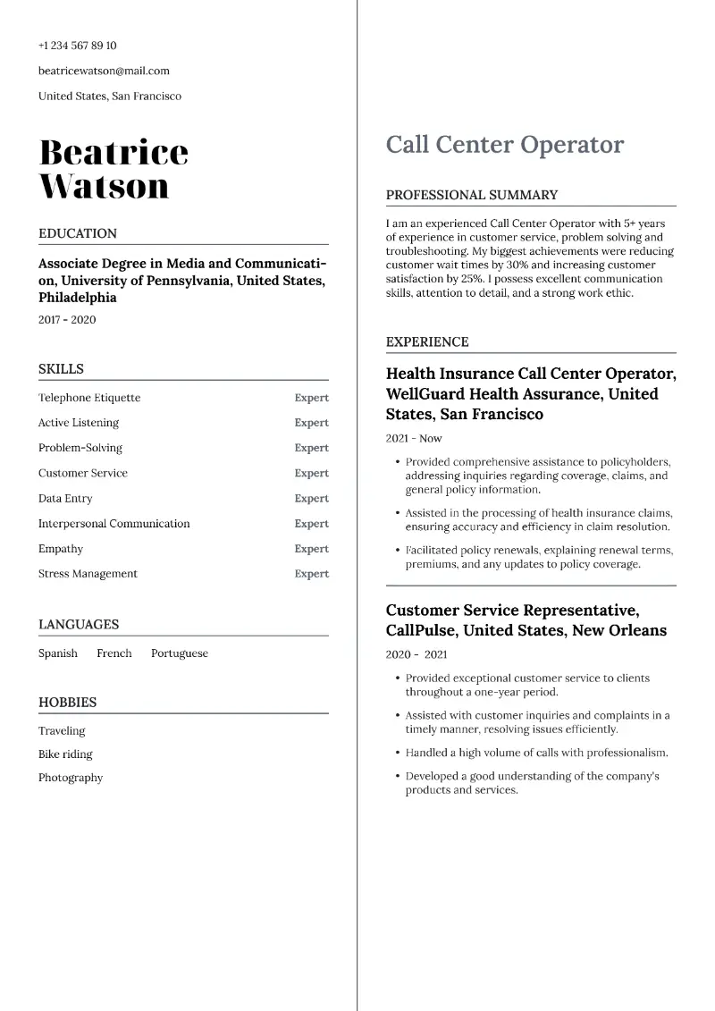 Call Center Resume Guide With Examples 