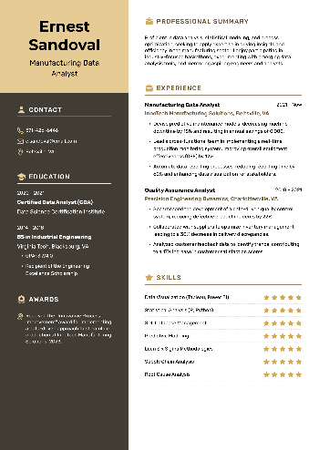 Manufacturing Data Analyst Resume Manufacturing Data Analyst Resume