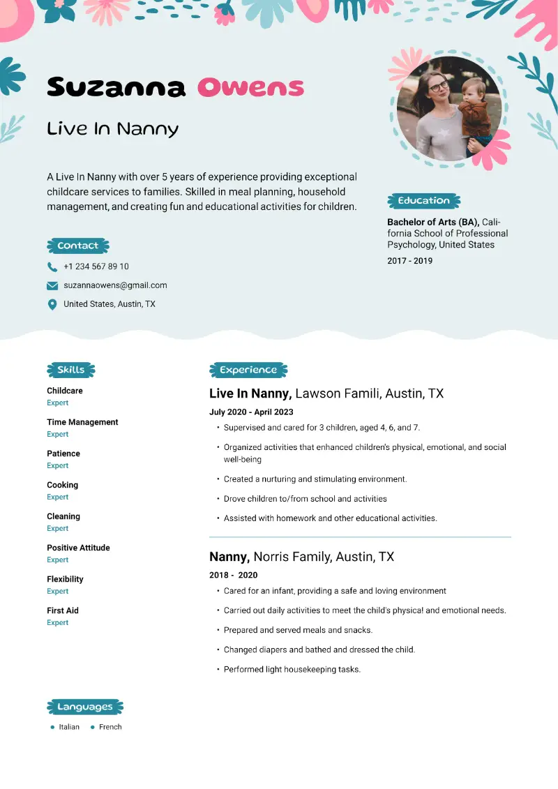 Nanny Resume Examples and Templates for 2024