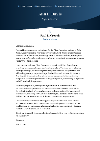 Flight Attendant Cover Letter Flight Attendant Cover Letter