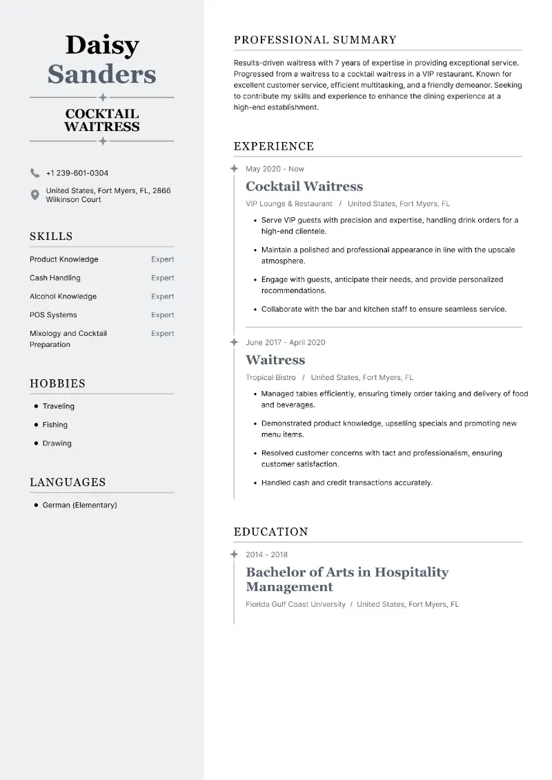 Food Service Resume Examples Solar Points For Food Services Resume