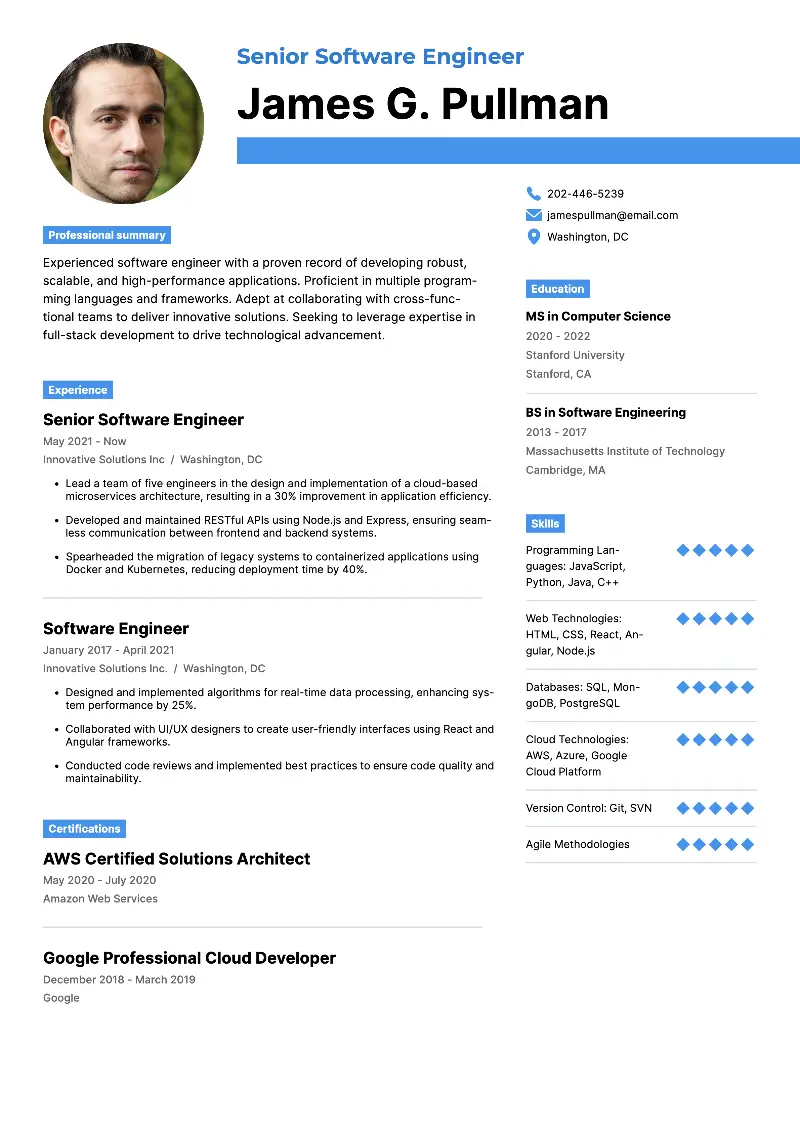 Software Engineer Resume Examples & Writing Guide 2024