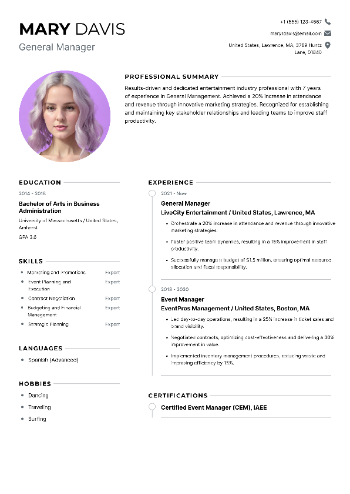 General Manager Resume
