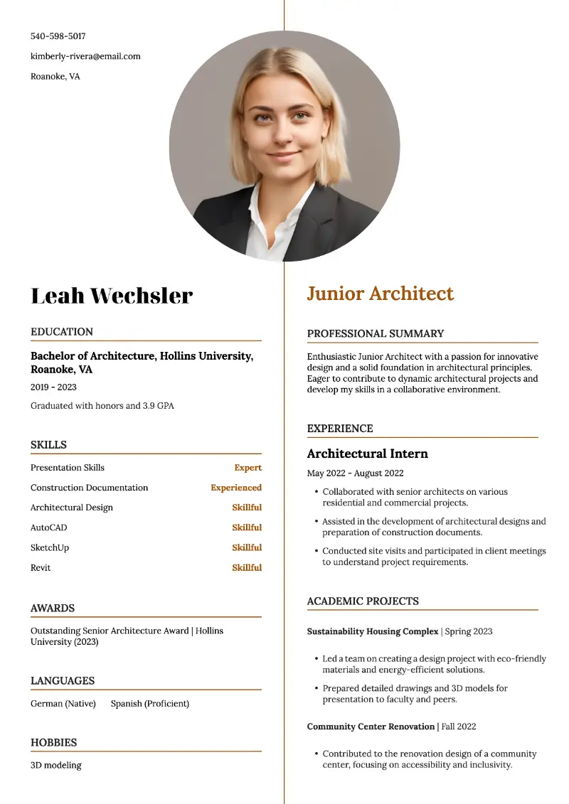 Architecture Resume Examples and Templates for 2024