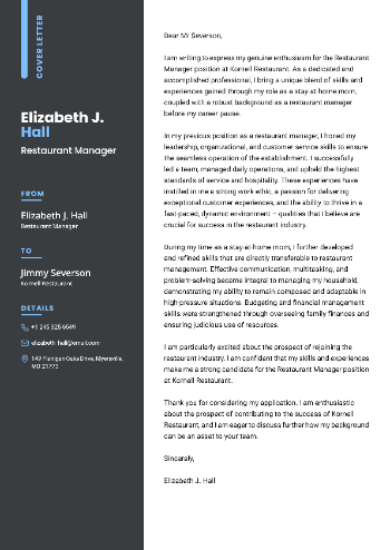 Restaurant Manager Cover Letter Sample Restaurant Manager Cover Letter Sample