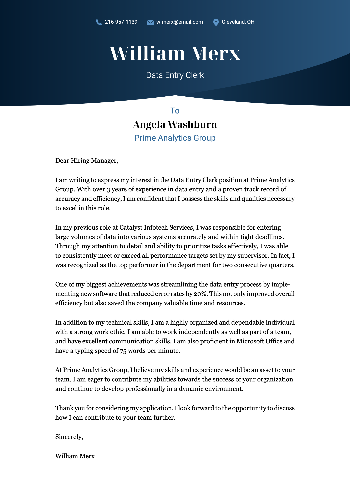 Data Entry Clerk Cover Letter Sample Data Entry Clerk Cover Letter Sample