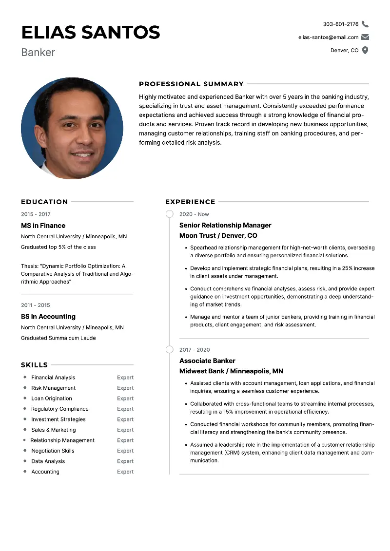 Banker Resume Examples and Templates for 2024