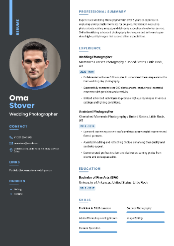 Wedding Photographer Resume