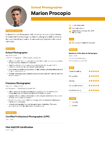 School Photographer Resume School Photographer Resume