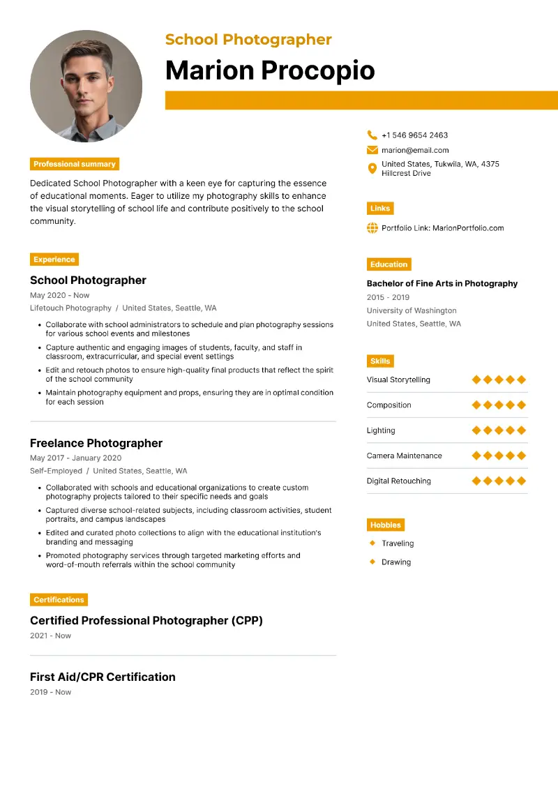 School Photographer Resume School Photographer Resume
