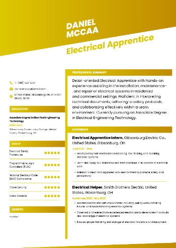 Electrical Apprentice Resume Electrical Apprentice Resume