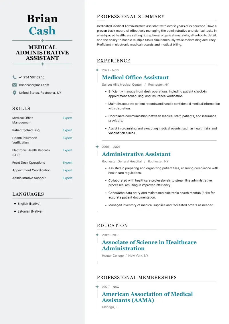 Medical Administrative Assistant Resume