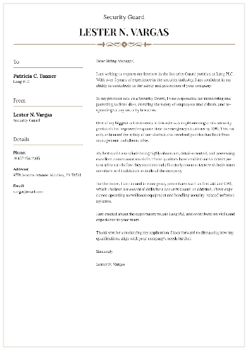 Security Guard Cover Letter Example Security Guard Cover Letter Example