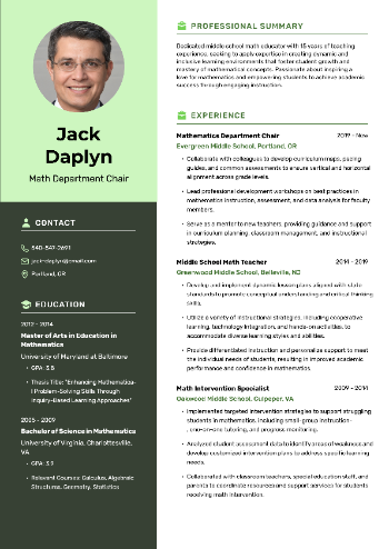 Math Department Chair Resume  Math Department Chair Resume