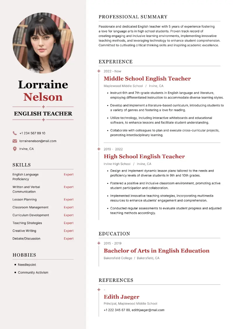English Teacher Resume
